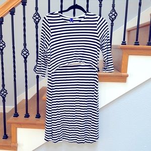Seraphine navy striped maternity and nursing dress, size 14